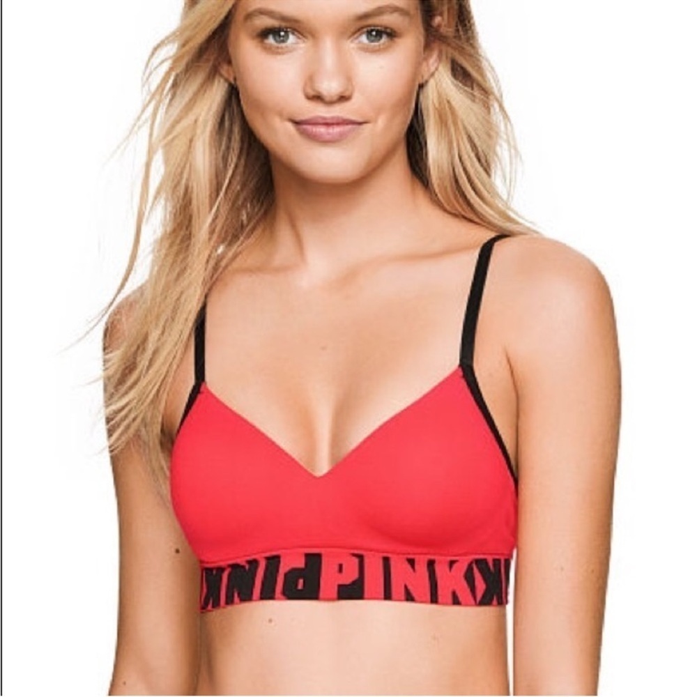 PINK Cool And Comfy Red Bra Medium